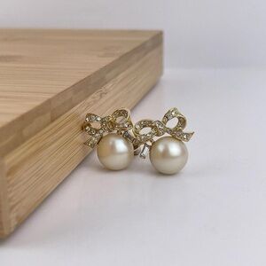 VTG Nina Ricci Gold Plated Bow Earrings